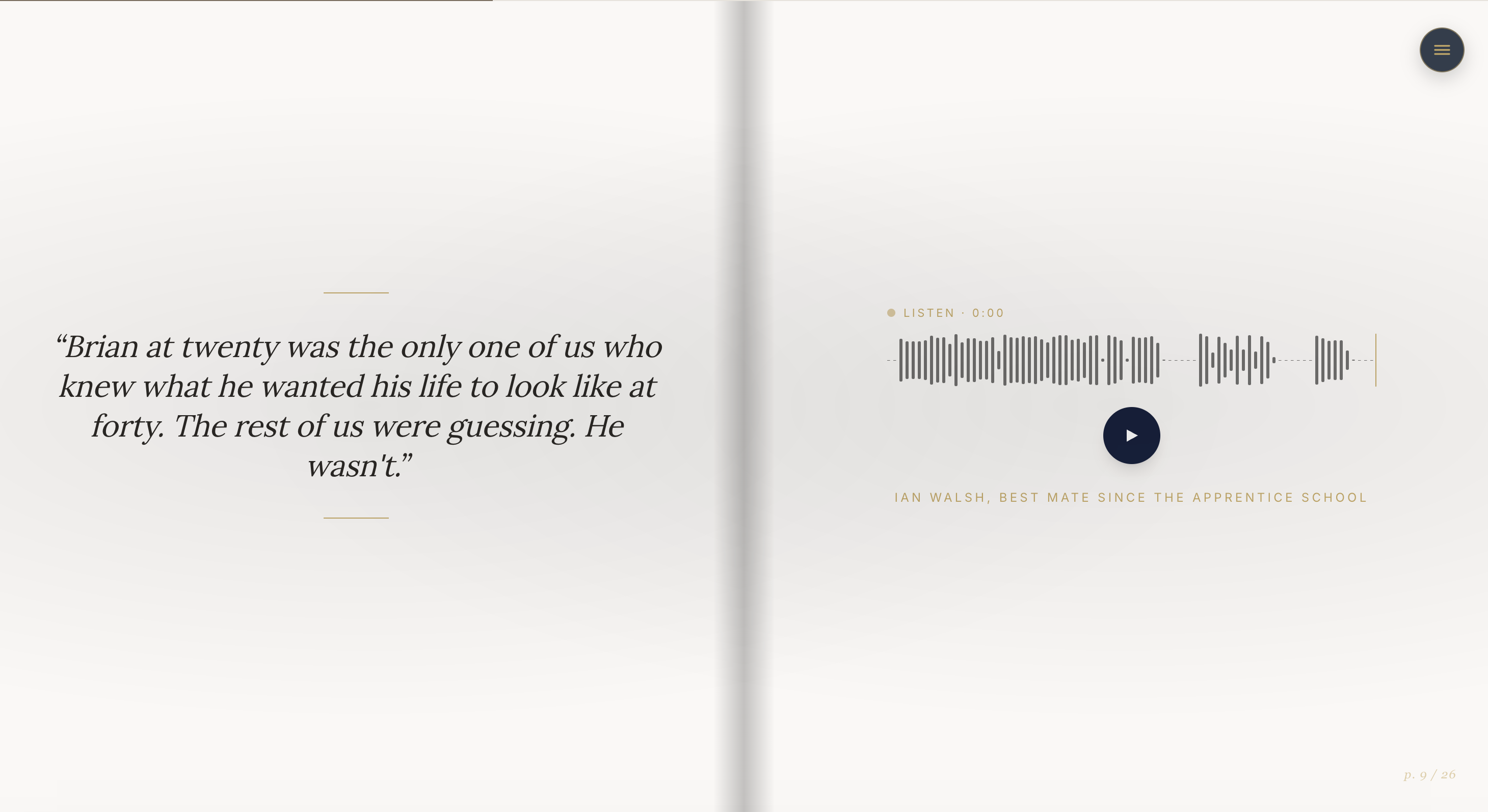 Ian Walsh pull quote with audio waveform player