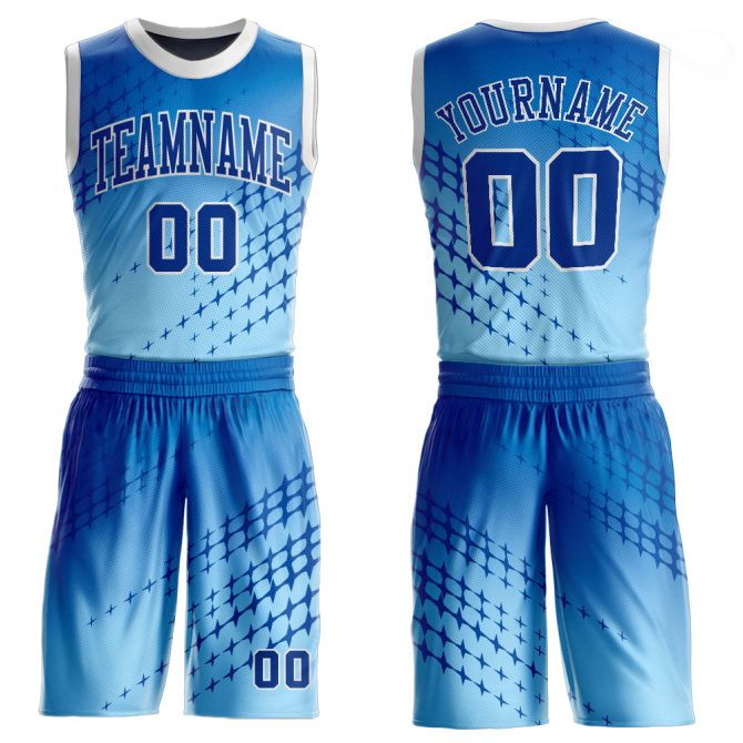 Custom Blue Royal-Light Blue Round Neck Sublimation Basketball Suit Jersey