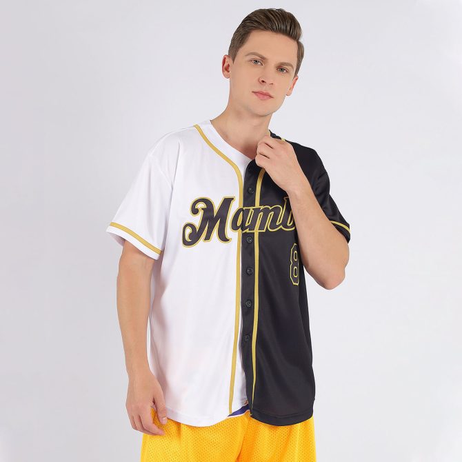 Custom White-Black Old Gold Authentic Split Fashion Baseball Jersey