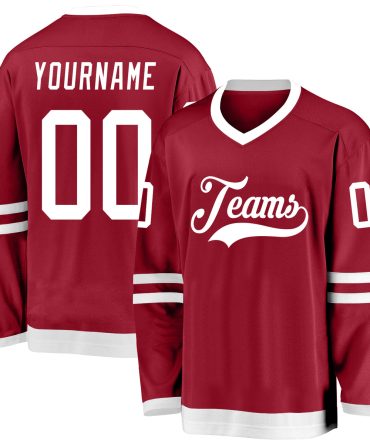 Custom Maroon White Hockey Jersey