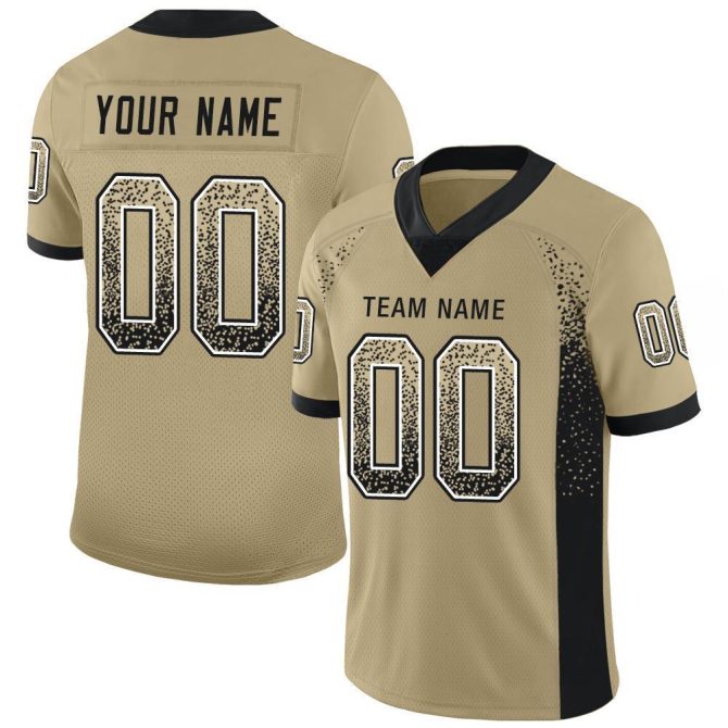 Custom Vegas Gold Black-White Mesh Drift Fashion Football Jersey