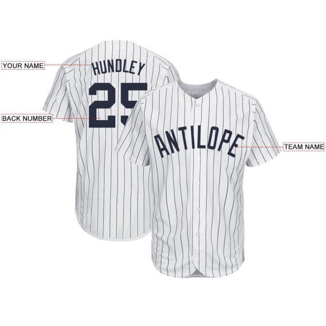 Custom White Navy Pinstripe Navy Baseball Jersey