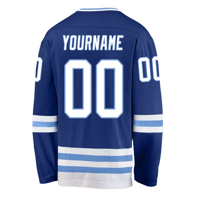 Custom Royal White-Light Blue Hockey Jersey