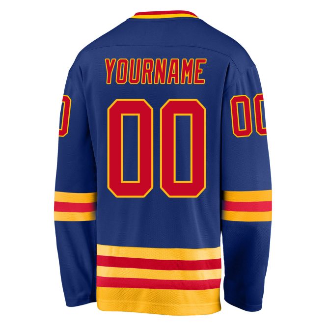 Custom Royal Red-Gold Hockey Jersey